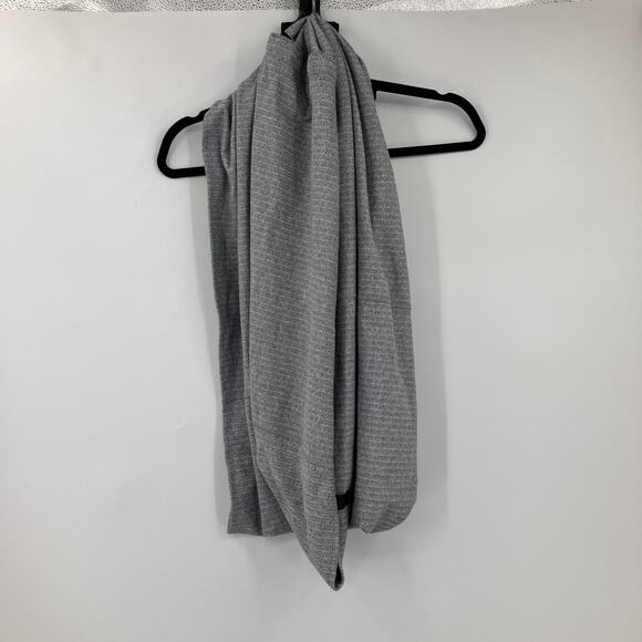 LULULEMON GRAY VINYASA GHOST HERRINGBONE BLACK SNAP STRETCH INFINITY SCARF - Picture 1 of 5